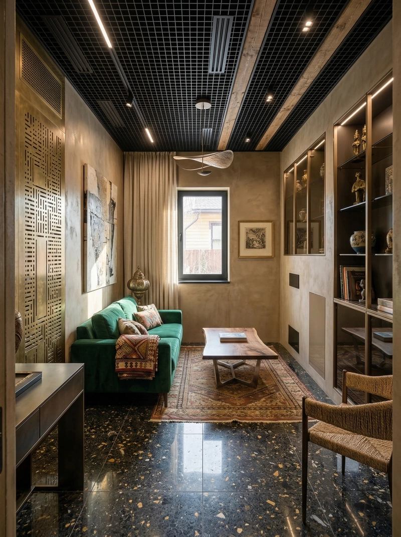 Дизайн гостиной в стиле Эклектика — фото интерьера от нейросети RoomGPT