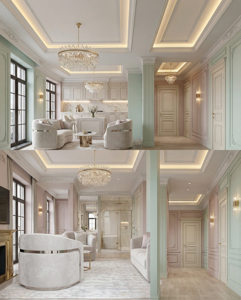 Дизайн гостиной в стиле Неоклассика — фото интерьера от нейросети RoomGPT