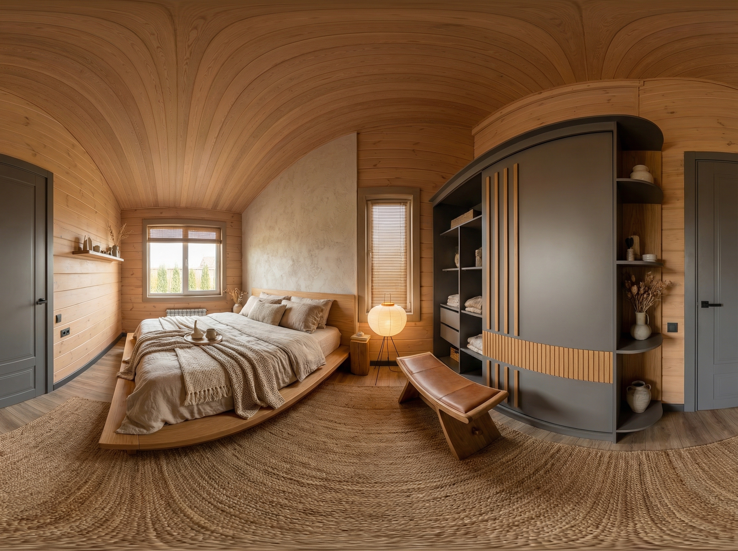 Дизайн спальни в стиле Japandi — фото интерьера от нейросети RoomGPT