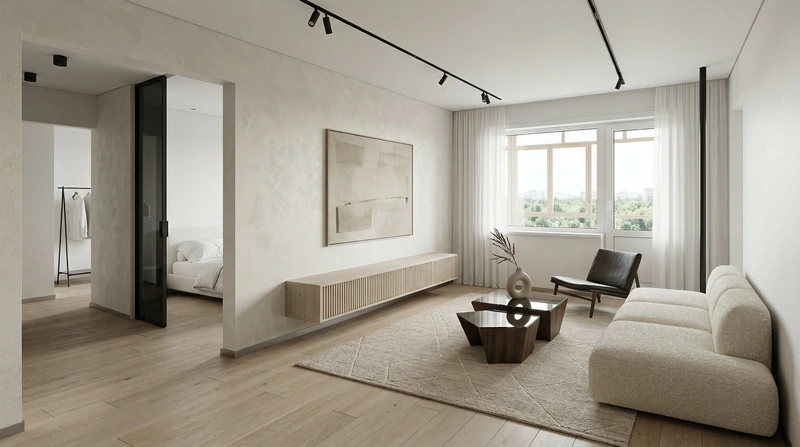 Дизайн интерьера в стиле Минимализм — Гостиная от нейросети RoomGPT