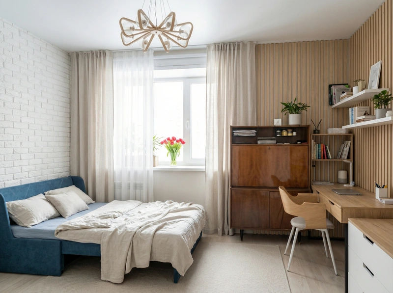 Дизайн интерьера в стиле Сканди — Кабинет от нейросети RoomGPT