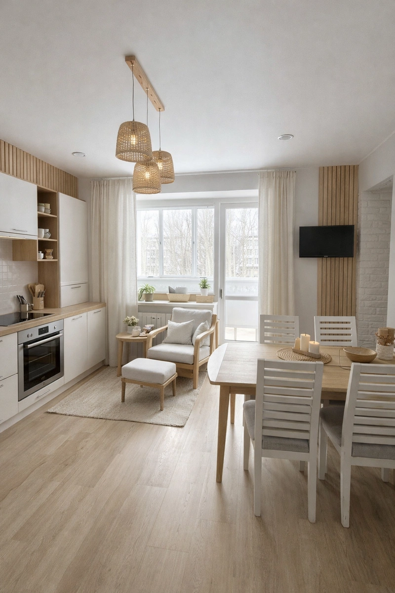 Дизайн интерьера в стиле Хюгге — Кухня от нейросети RoomGPT