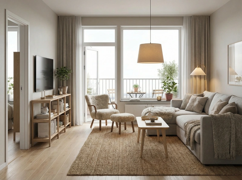 Дизайн интерьера в стиле Хюгге — Гостиная от нейросети RoomGPT