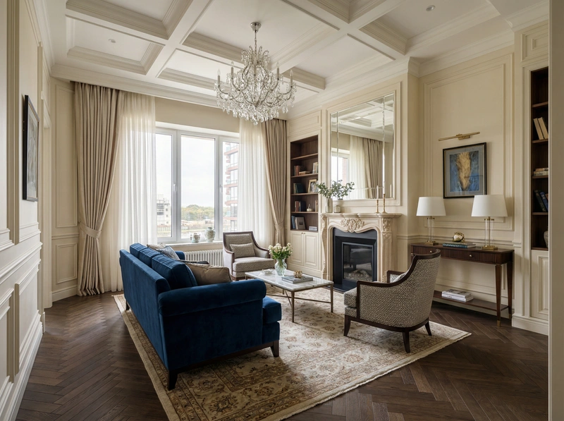 Дизайн интерьера в стиле Классика — Гостиная от нейросети RoomGPT