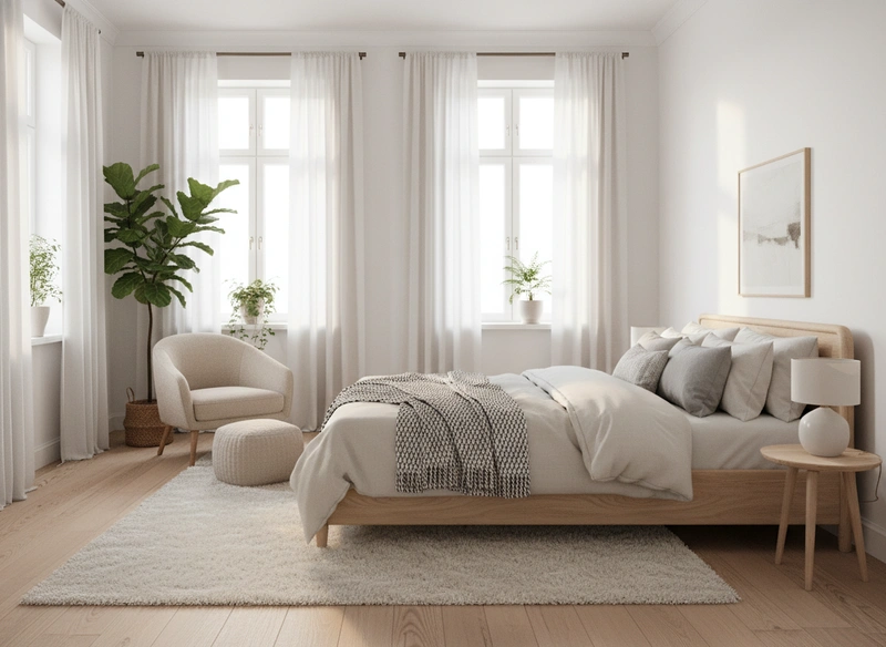 Дизайн интерьера в стиле Хюгге — Спальня от нейросети RoomGPT