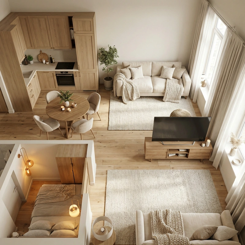 Дизайн интерьера в стиле Хюгге — Гостиная от нейросети RoomGPT