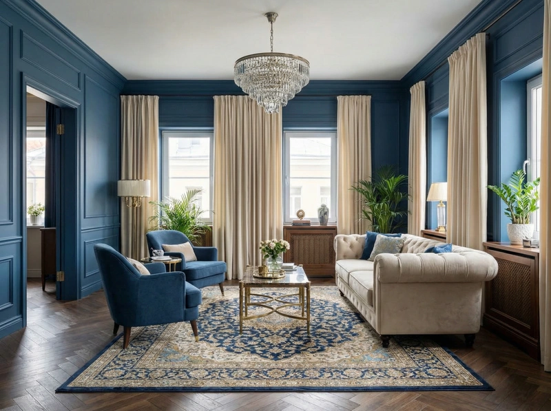 Дизайн интерьера в стиле Классика — Гостиная от нейросети RoomGPT