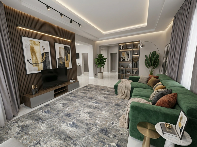 Дизайн гостиной в стиле Контемпорари — фото интерьера от нейросети RoomGPT