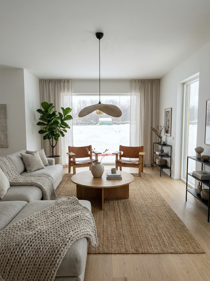 Дизайн интерьера в стиле Сканди — Гостиная от нейросети RoomGPT