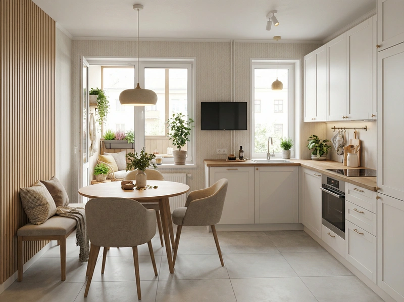 Дизайн интерьера в стиле Хюгге — Кухня от нейросети RoomGPT