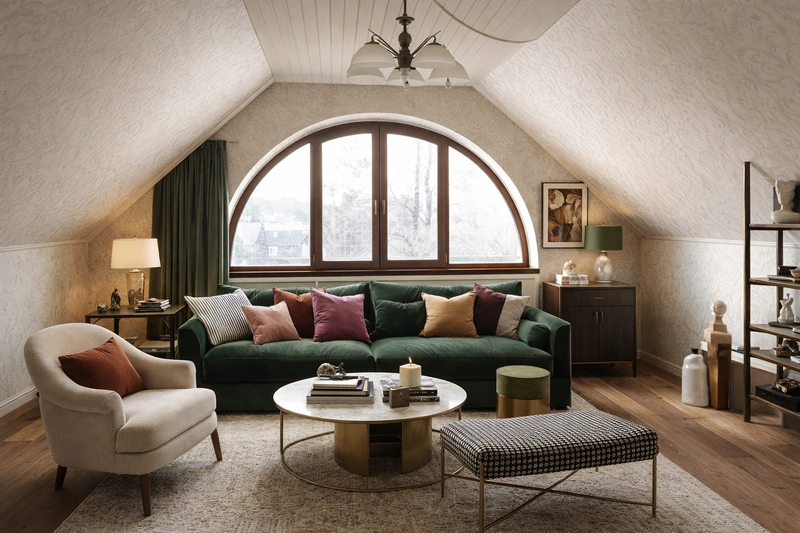 Дизайн гостиной в стиле Эклектика — фото интерьера от нейросети RoomGPT