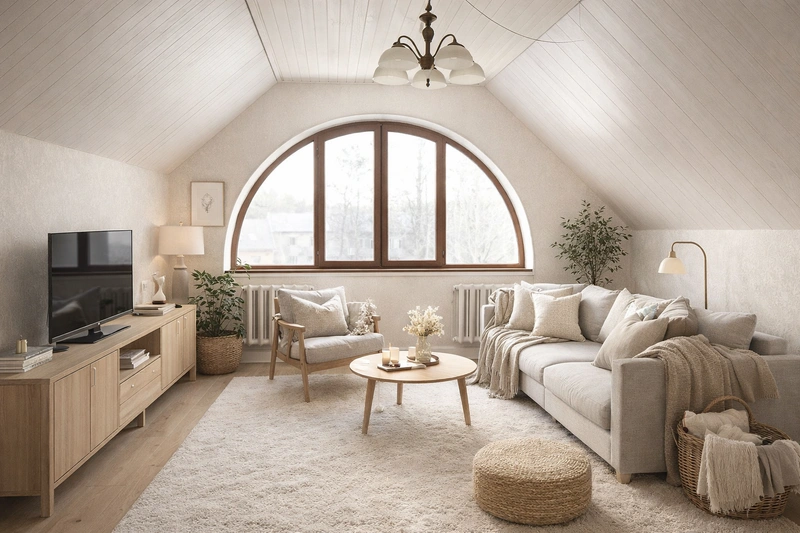 Дизайн гостиной в стиле Хюгге — фото интерьера от нейросети RoomGPT