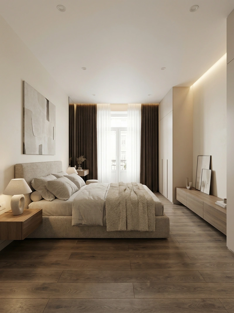 Дизайн спальни в стиле Минимализм — фото интерьера от нейросети RoomGPT