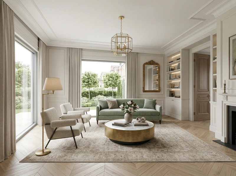 Дизайн интерьера в стиле Классика — Гостиная от нейросети RoomGPT