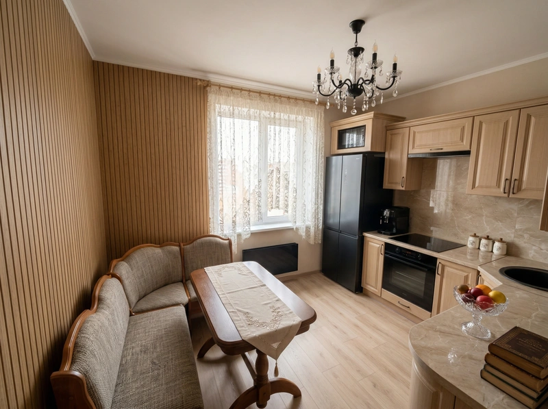 Дизайн кухни в стиле Классика — фото интерьера от нейросети RoomGPT