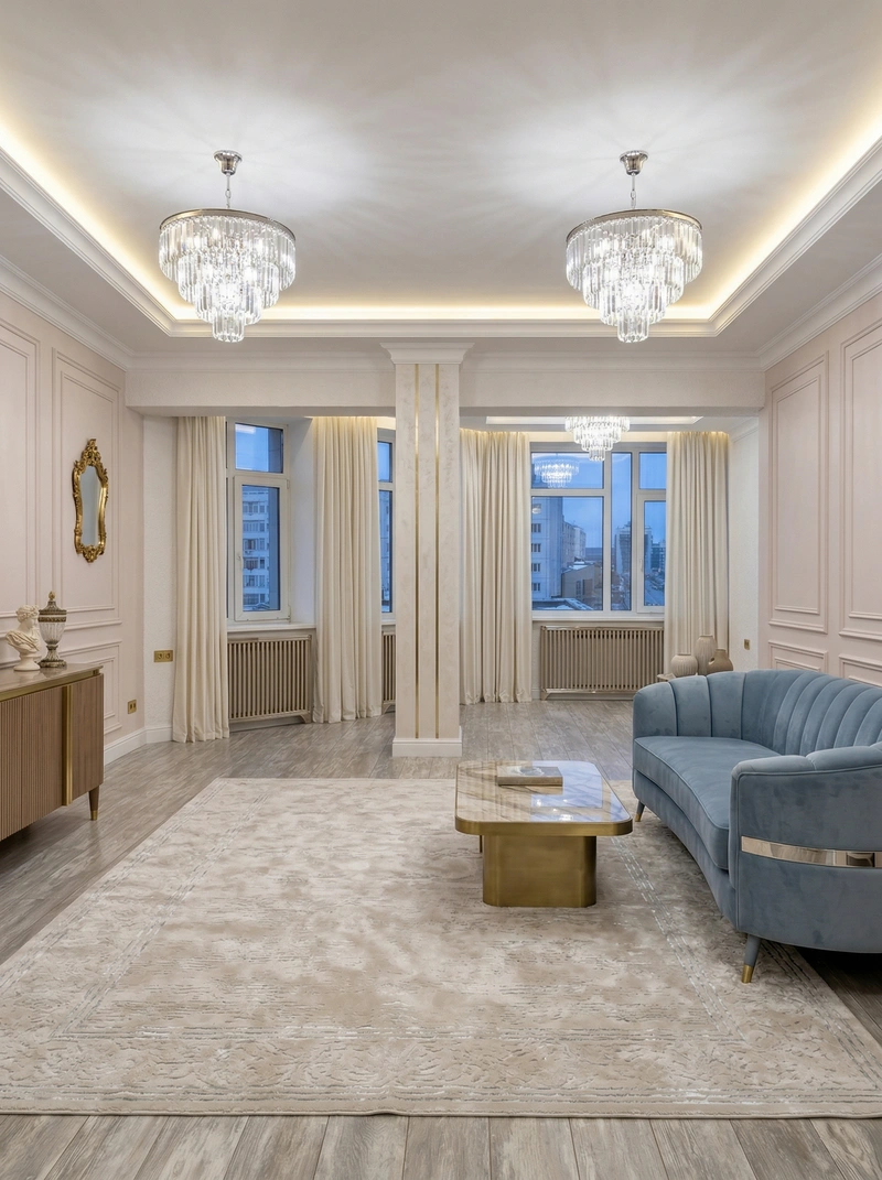 Дизайн гостиной в стиле Неоклассика — фото интерьера от нейросети RoomGPT