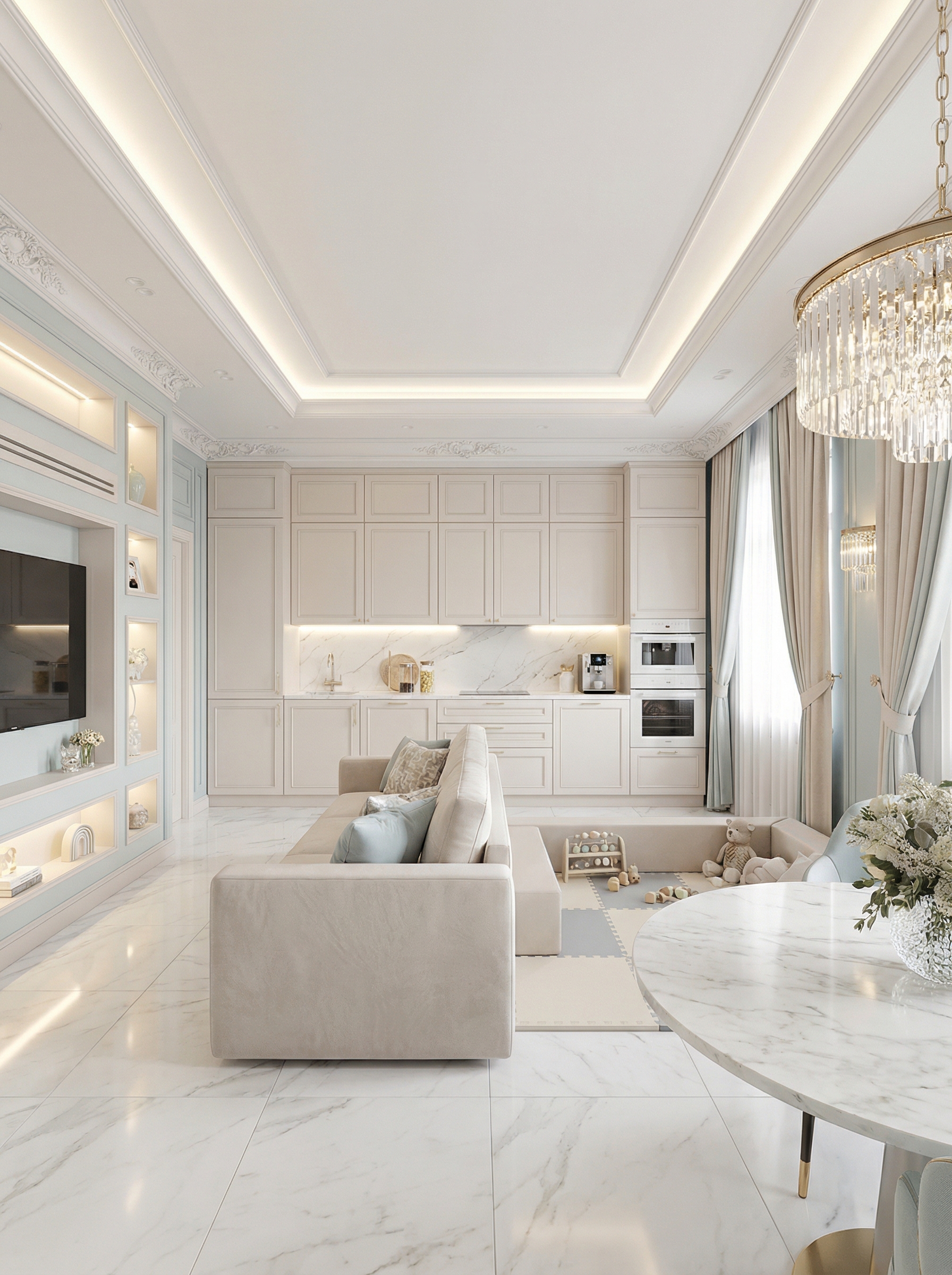 Дизайн кухни в стиле Классика — фото интерьера от нейросети RoomGPT