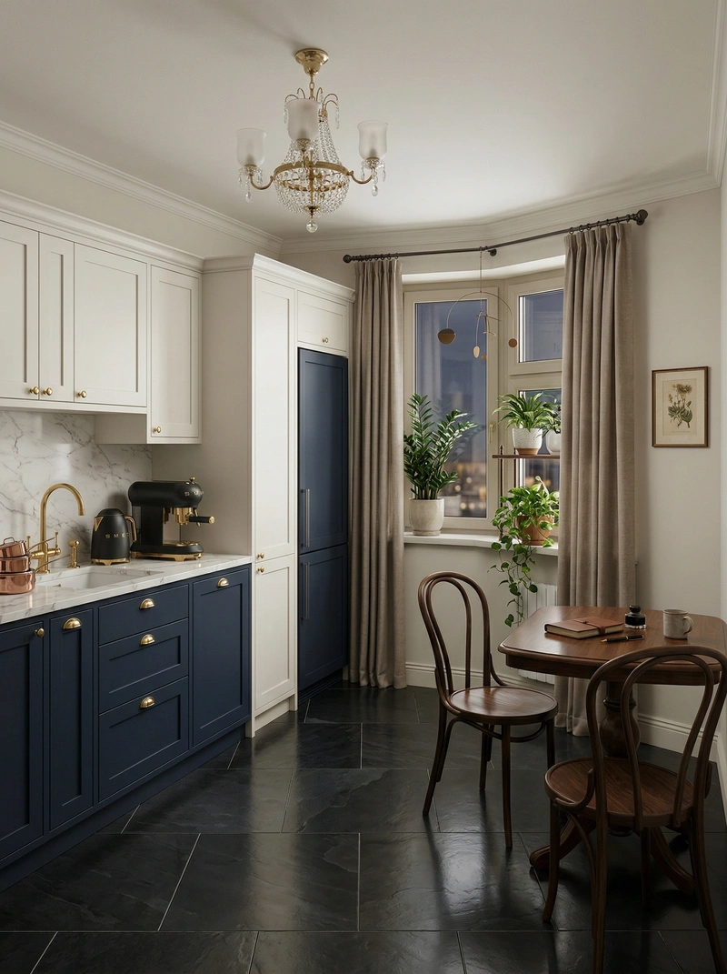 Дизайн кухни в стиле Классика — фото интерьера от нейросети RoomGPT
