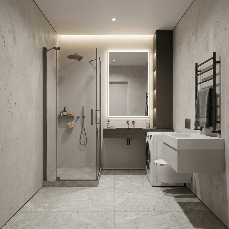 Дизайн ванной в стиле Минимализм — фото интерьера от нейросети RoomGPT