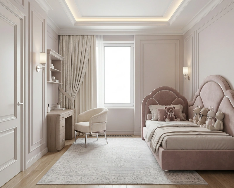Дизайн детской в стиле Неоклассика — фото интерьера от нейросети RoomGPT
