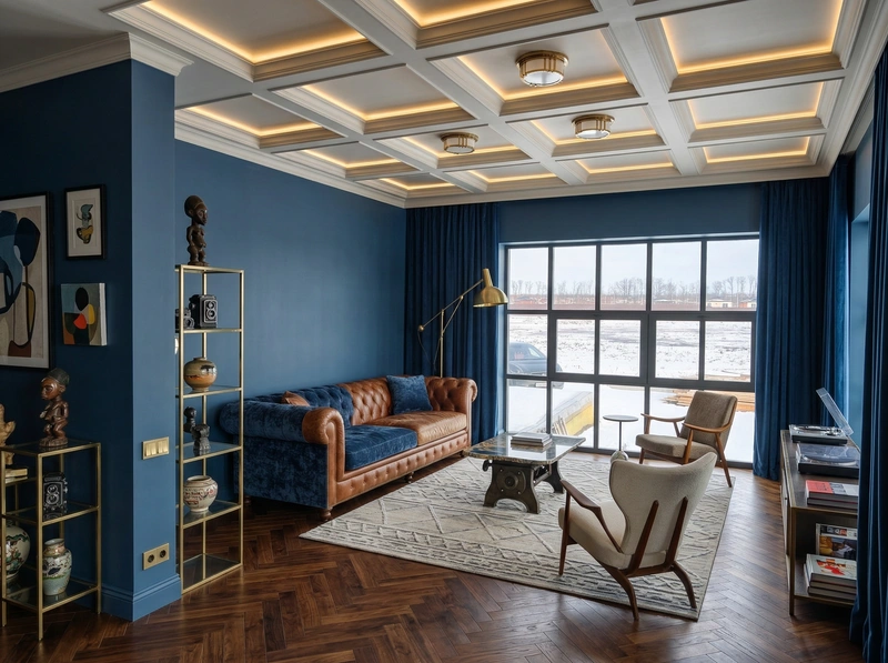 Дизайн интерьера в стиле Эклектика — Гостиная от нейросети RoomGPT