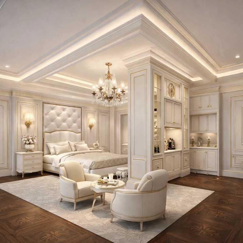 Дизайн интерьера в стиле Неоклассика — Спальня от нейросети RoomGPT