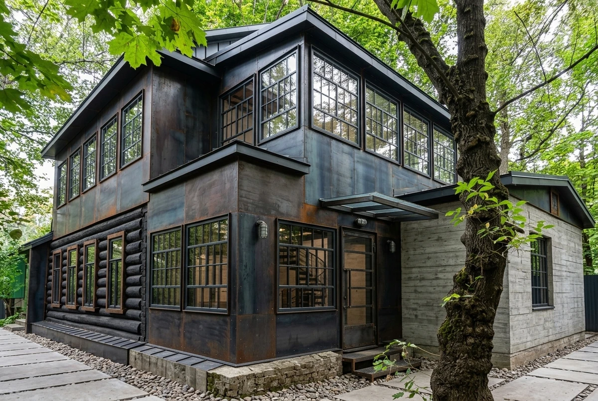 Дизайн фасада в стиле Лофт — фото фасада от нейросети RoomGPT