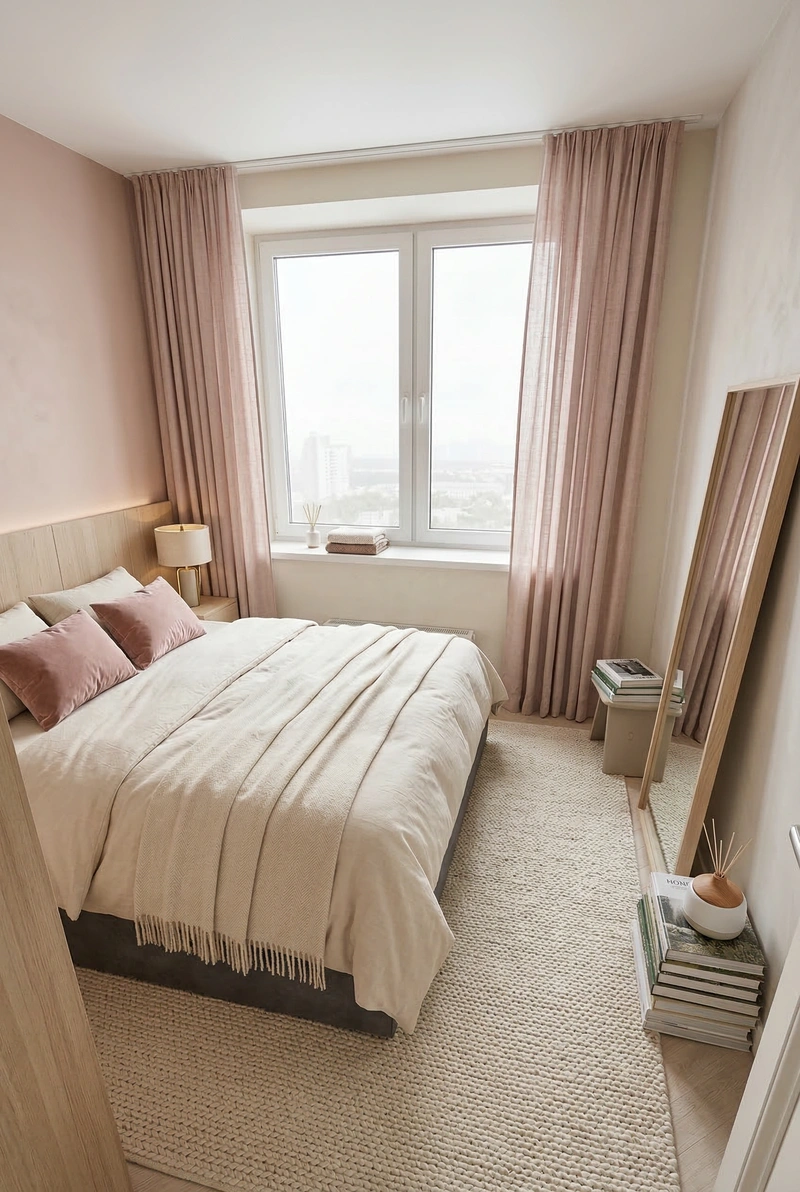 Дизайн спальни в стиле Хюгге — фото интерьера от нейросети RoomGPT