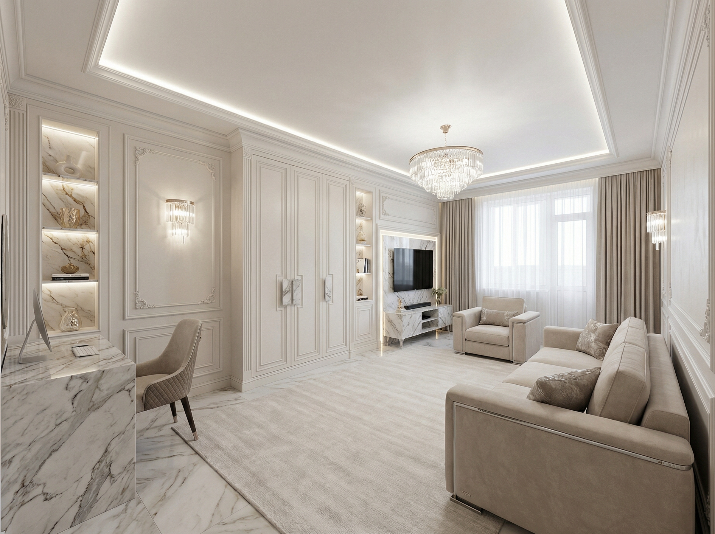 Дизайн гостиной в стиле Классика — фото интерьера от нейросети RoomGPT