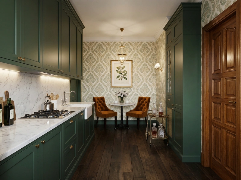Дизайн кухни в стиле Классика — фото интерьера от нейросети RoomGPT