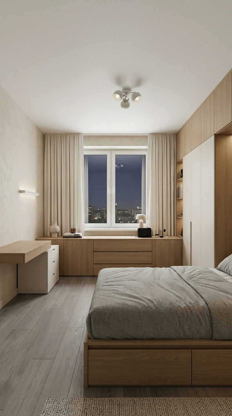 Дизайн спальни в стиле Минимализм — фото интерьера от нейросети RoomGPT