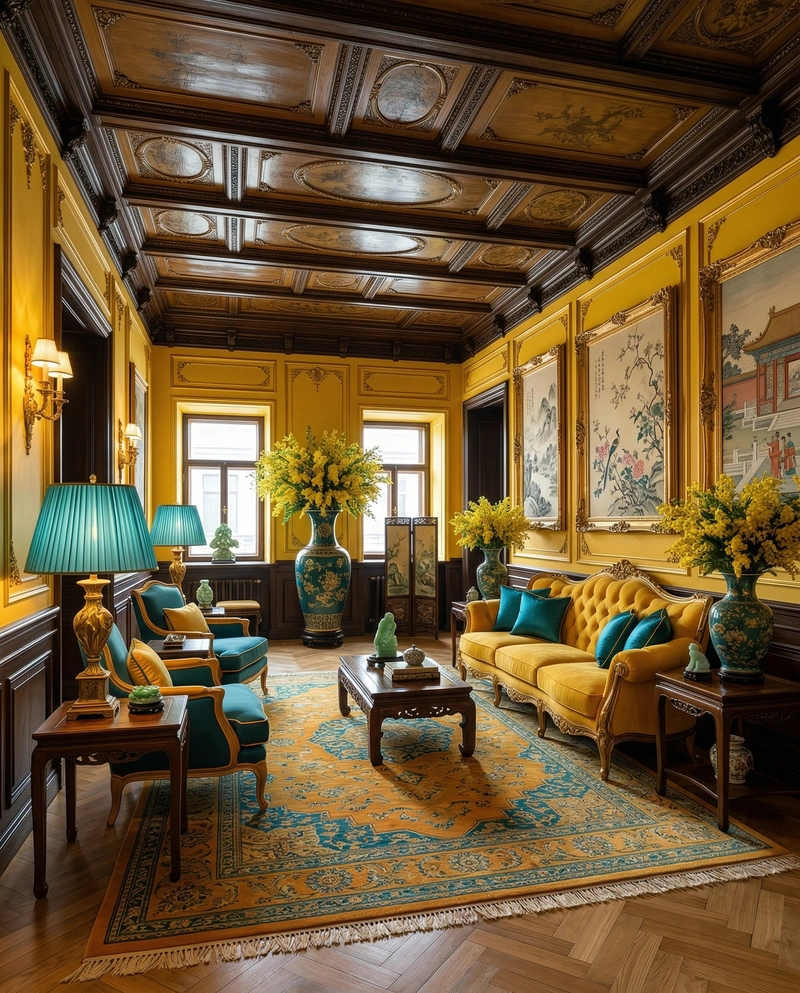 Дизайн гостиной в стиле Эклектика — фото интерьера от нейросети RoomGPT