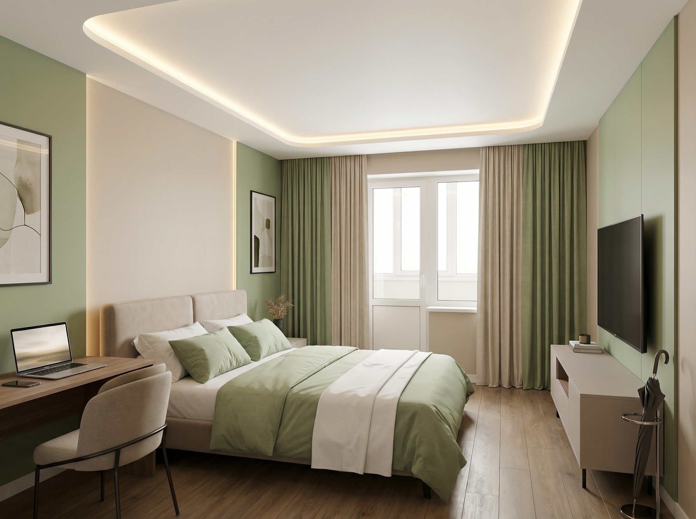 Дизайн спальни в стиле Минимализм — фото интерьера от нейросети RoomGPT