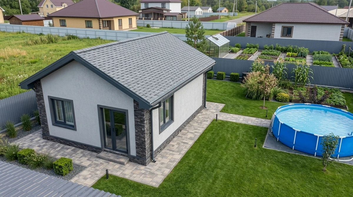 Ландшафтный дизайн в стиле Минимализм — Участок от нейросети RoomGPT