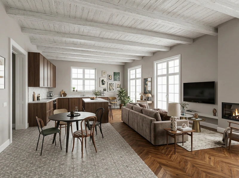 Дизайн гостиной в стиле Эклектика — фото интерьера от нейросети RoomGPT