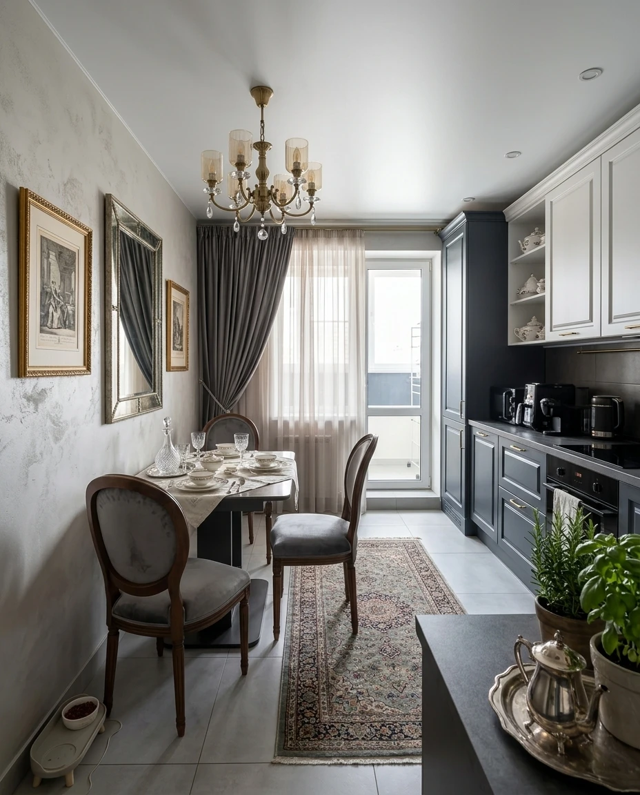 Дизайн кухни в стиле Классика — фото интерьера от нейросети RoomGPT