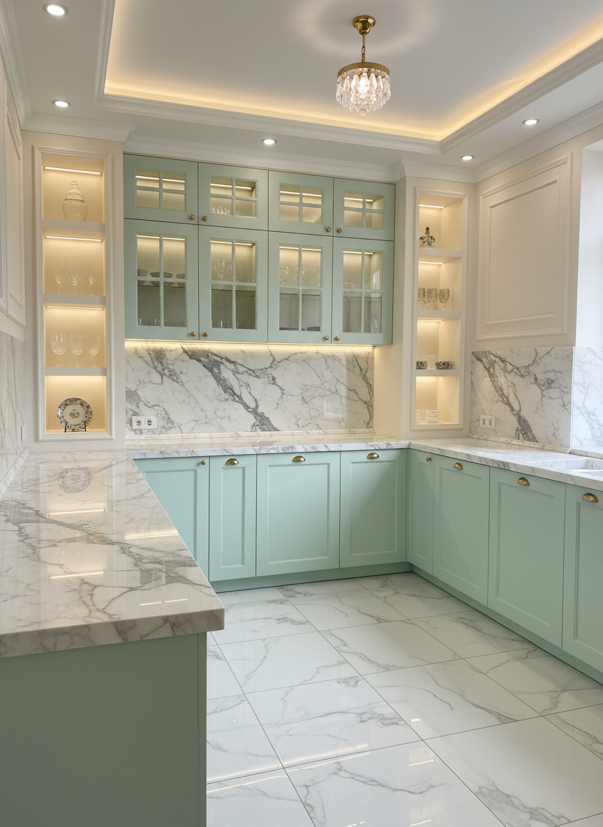 Дизайн кухни в стиле Классика — фото интерьера от нейросети RoomGPT