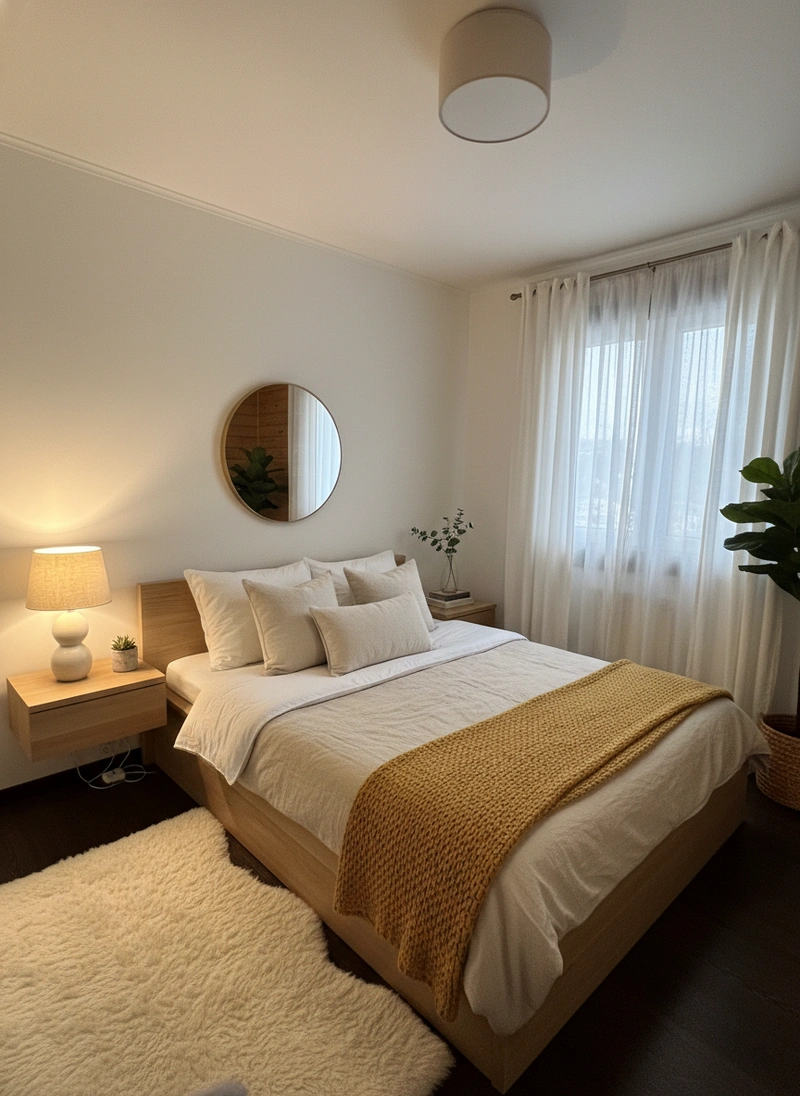 Дизайн интерьера в стиле Хюгге — Спальня от нейросети RoomGPT