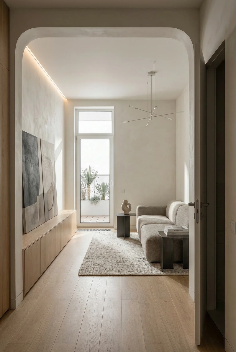 Дизайн интерьера в стиле Минимализм — Гостиная от нейросети RoomGPT