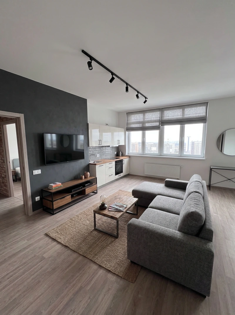 Дизайн интерьера в стиле Лофт — Гостиная от нейросети RoomGPT