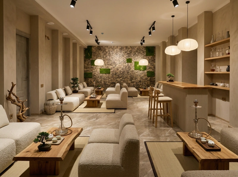 Дизайн гостиной в стиле Japandi — фото интерьера от нейросети RoomGPT