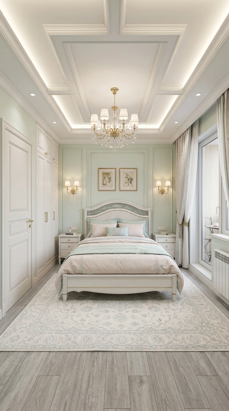 Дизайн спальни в стиле Неоклассика — фото интерьера от нейросети RoomGPT