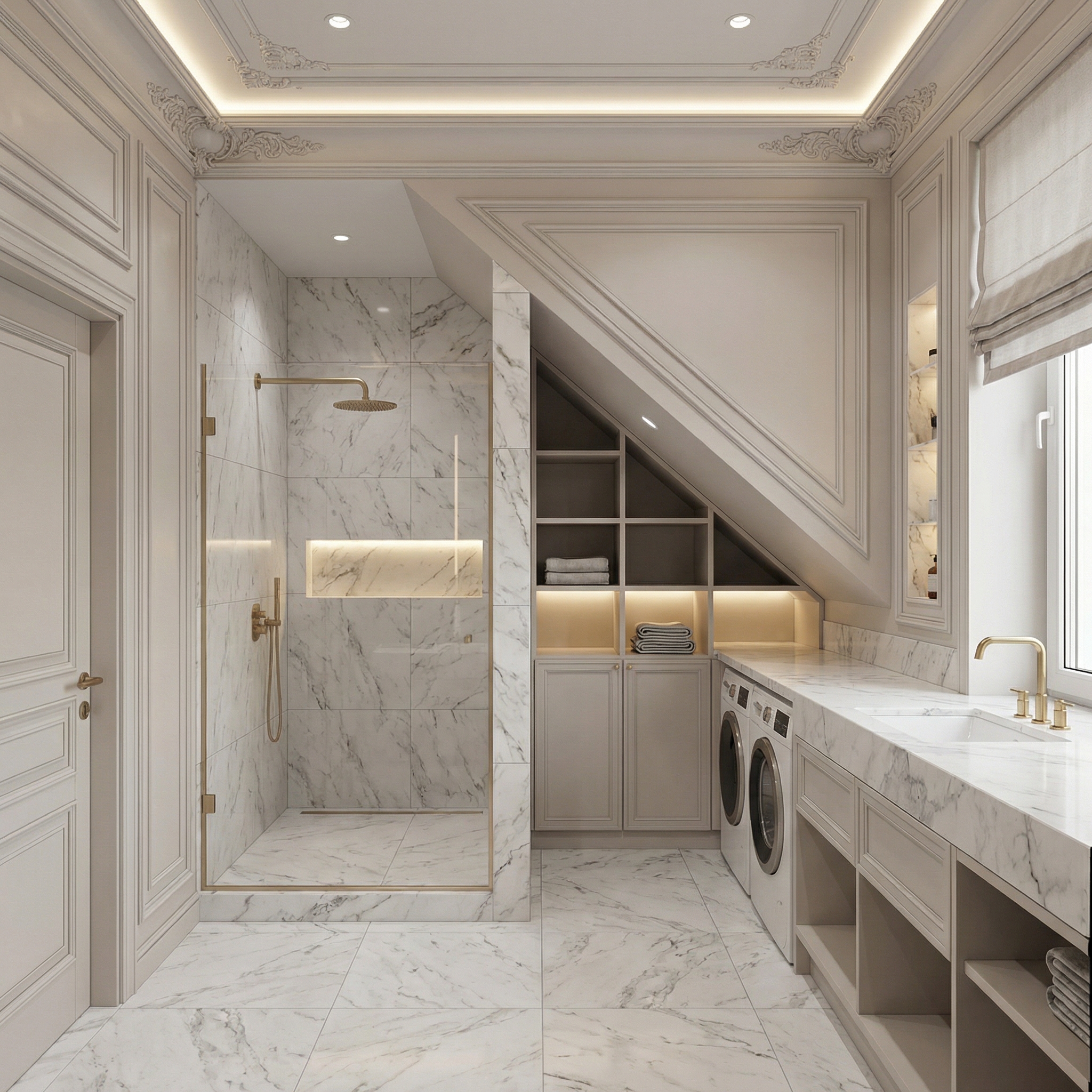 Дизайн ванной в стиле Классика — фото интерьера от нейросети RoomGPT