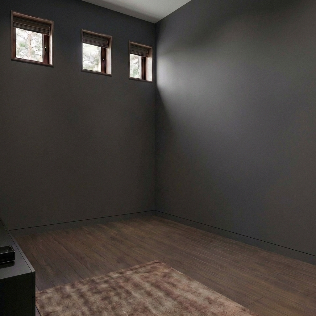 Дизайн спальни в стиле Блэктэк — фото интерьера от нейросети RoomGPT