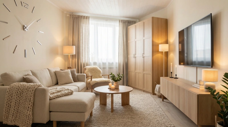 Дизайн интерьера в стиле Хюгге — Гостиная от нейросети RoomGPT