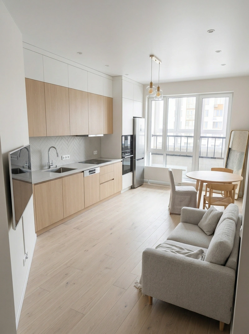 Дизайн кухни в стиле Сканди — фото интерьера от нейросети RoomGPT