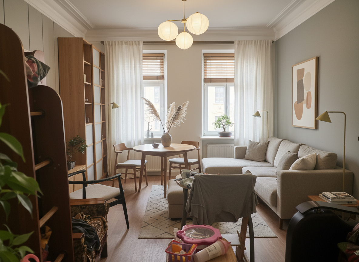 Дизайн гостиной в стиле Japandi — фото интерьера от нейросети RoomGPT