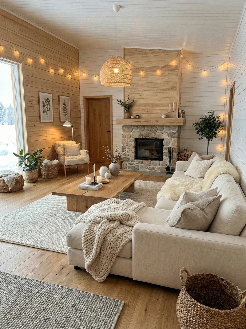 Дизайн интерьера в стиле Хюгге — Гостиная от нейросети RoomGPT