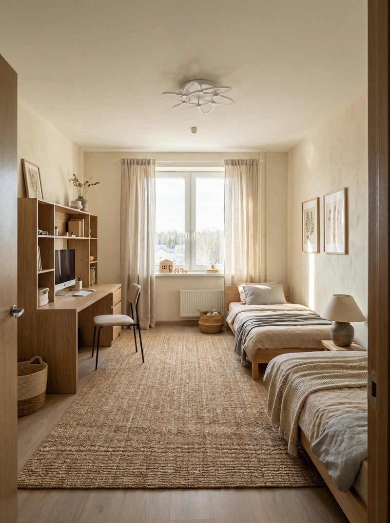 Дизайн детской в стиле Japandi — фото интерьера от нейросети RoomGPT