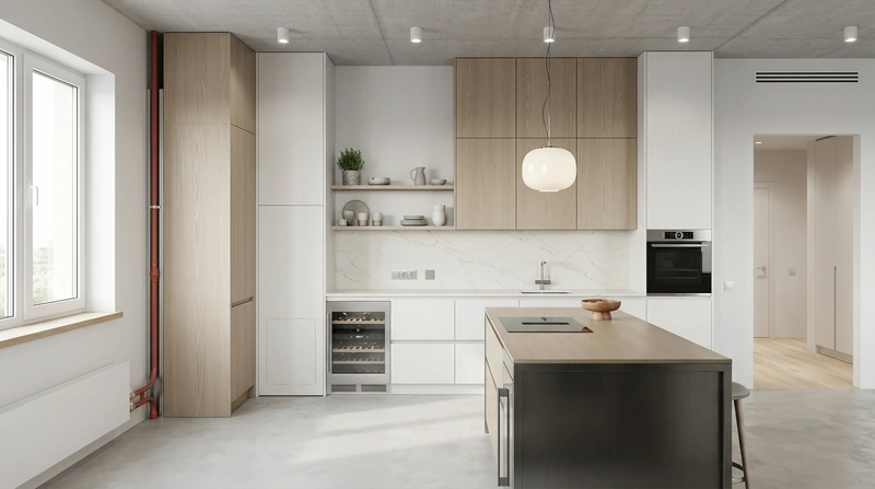 Дизайн кухни в стиле Сканди — фото интерьера от нейросети RoomGPT